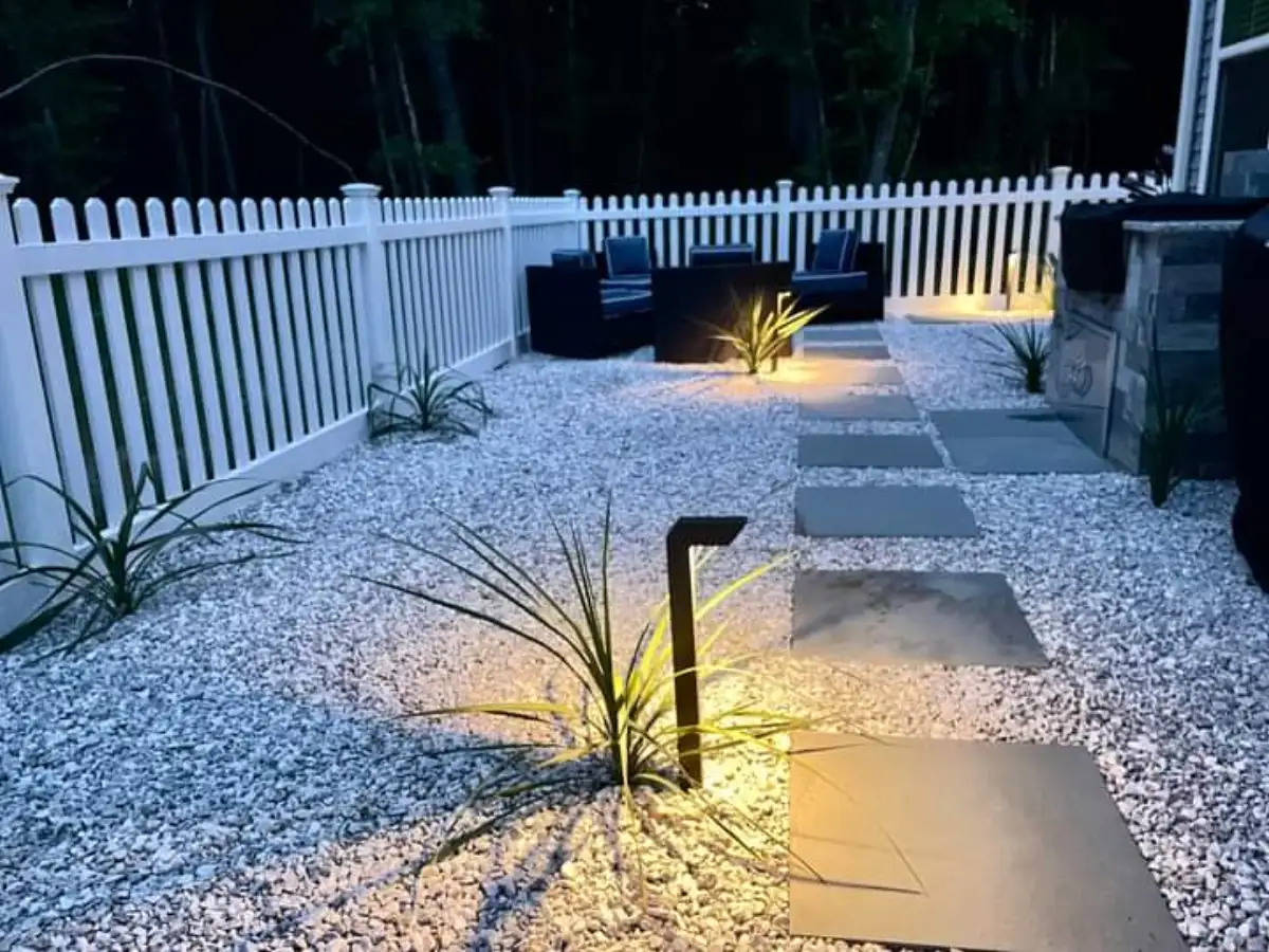 Fire feature with seating on a Frankford property