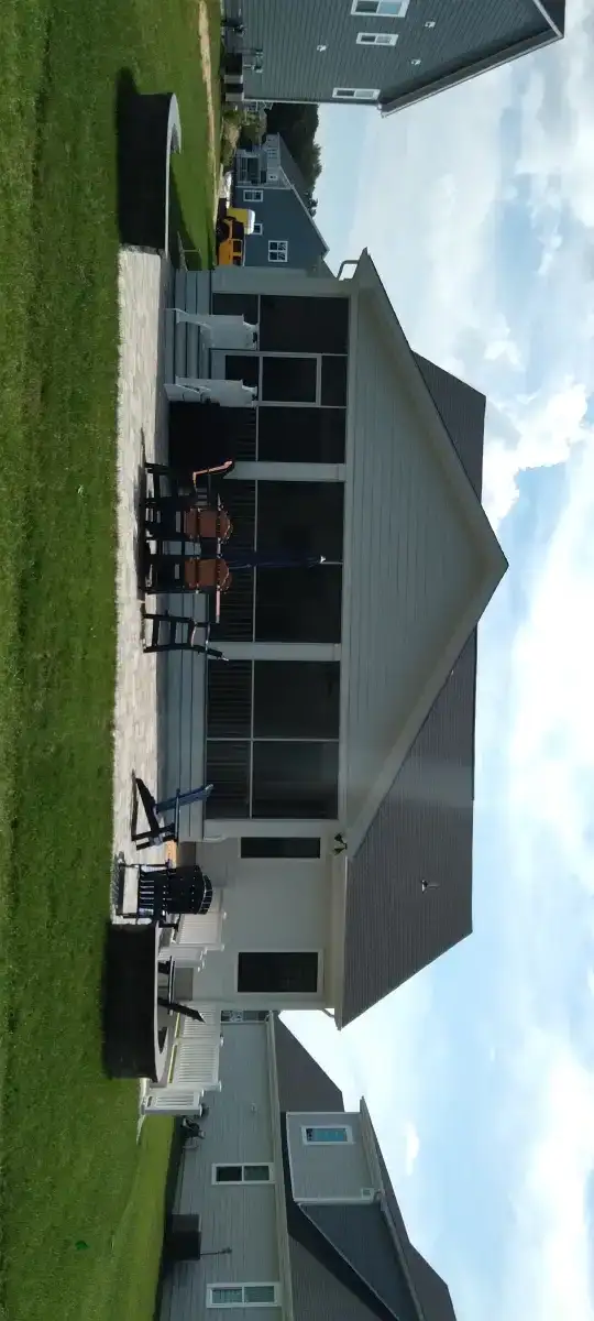 Natural stone patio with flagstone pavers in coastal Delaware